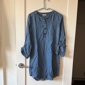 Hinge Blue Denim Tunic with Button Detail size S